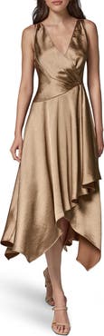Donna Karan New York Hammered Satin Handkerchief Hem Dress