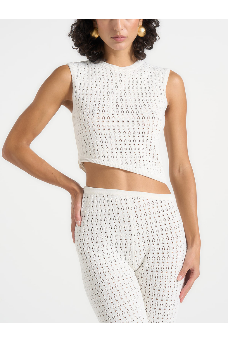 Eugenie Pointelle Asymmetric Top, Main, color, Cream