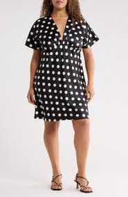 Renee C Deep V-Neck Polka Dot Dress