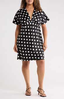Renee C Deep V-Neck Polka Dot Dress