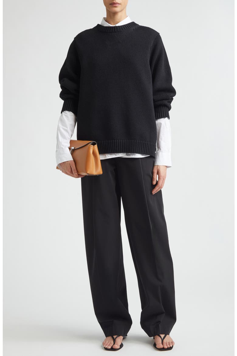 Oversize Organic Cotton Sweater, Alternate, color, BLACK