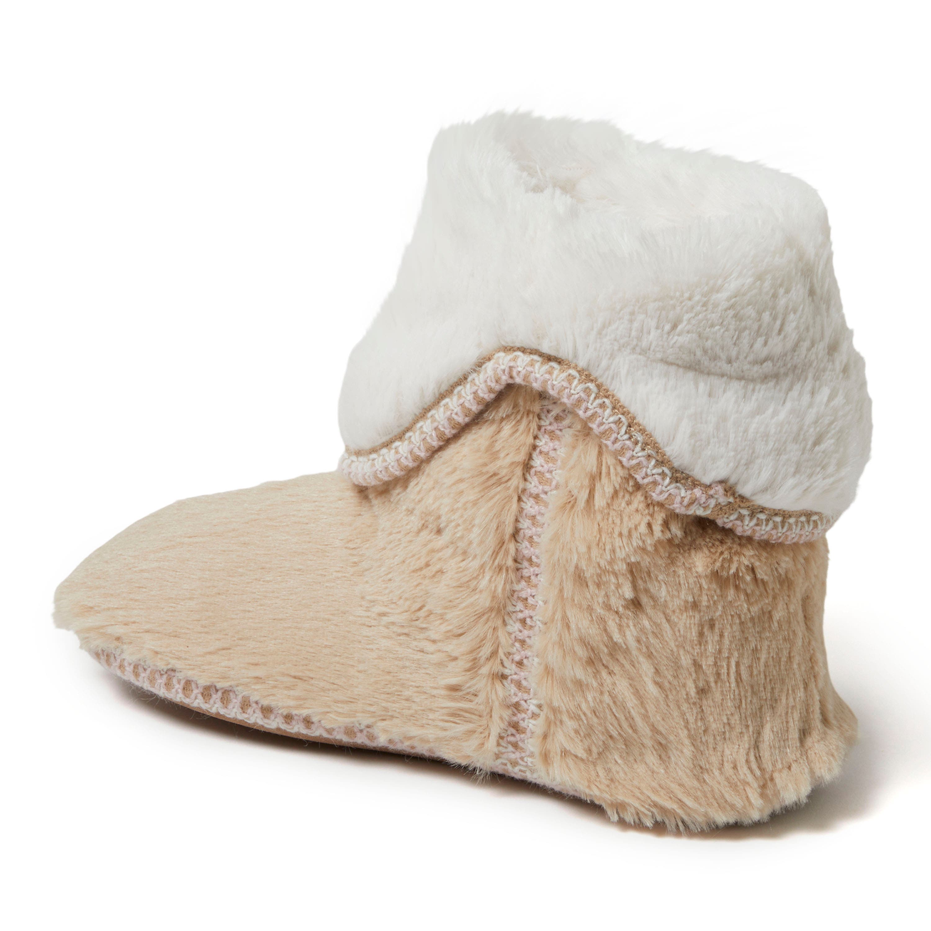 Beth Faux Fur Fold Down Fuzzy Bootie Slipper, Alternate, color, Latte