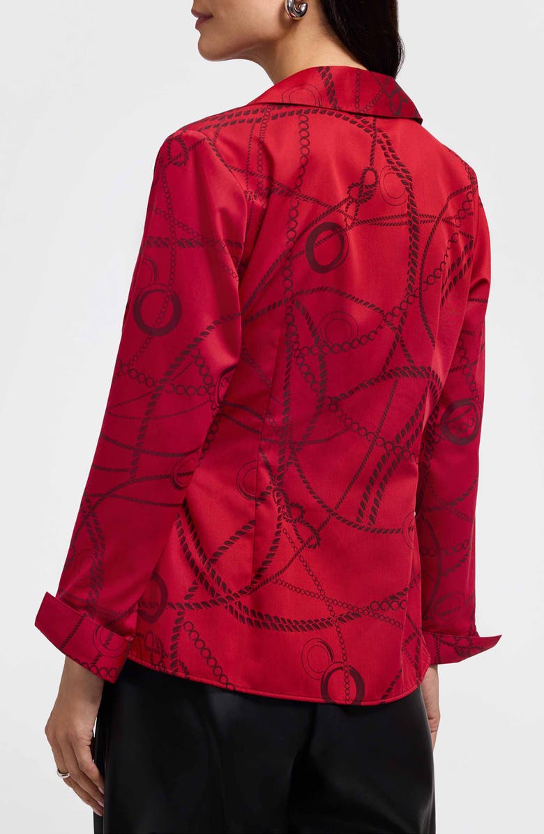 Foxcroft Salina Print Wrap Shirt, Alternate, color, Red/ Black