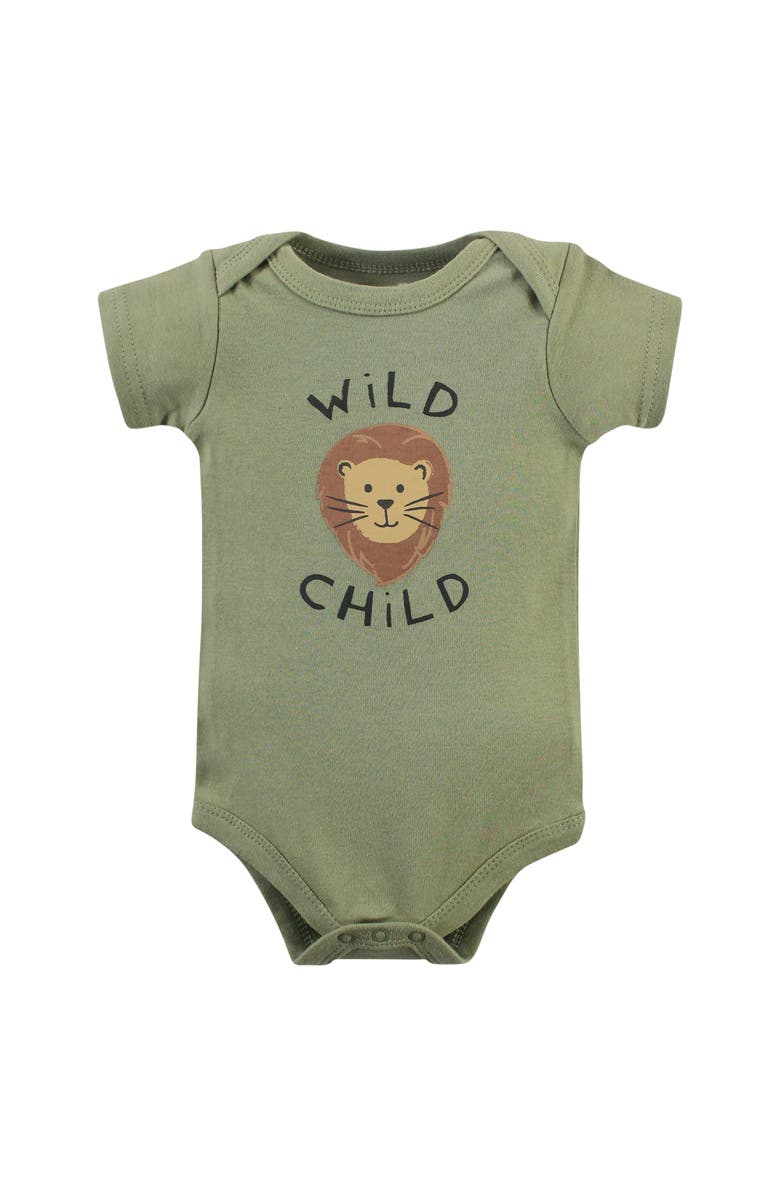 Hudson Baby Triple Pack of Essential Cotton One-Piece Rompers, Alternate, color, Safari Life 3-Pack