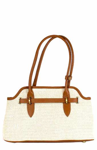 Persaman New York Marlow Raffia & Leather Shoulder Bag