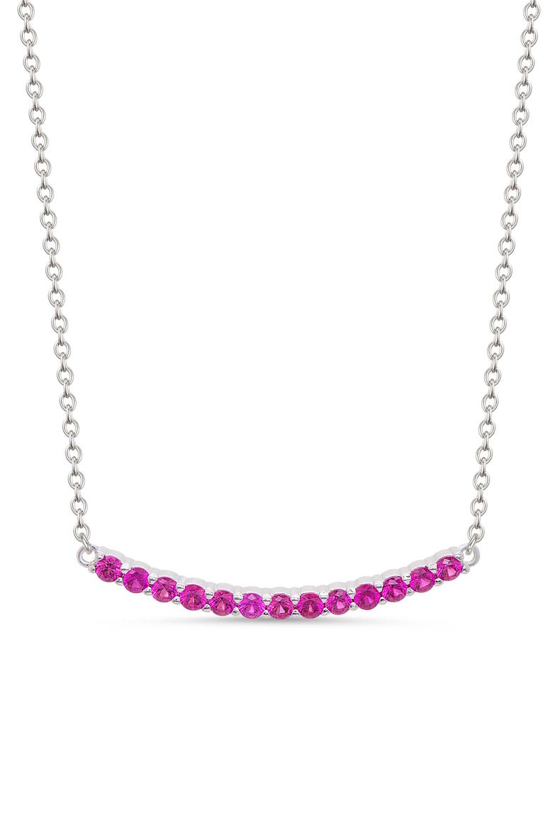 Kids' Cubic Zirconia Bar Pendant Necklace, Main, color, DARK PINK