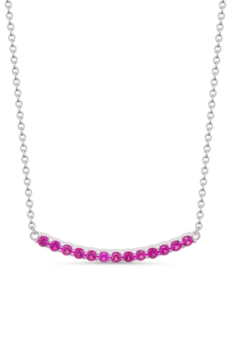 Lily Nily Kids' Cubic Zirconia Bar Pendant Necklace, Main, color, Dark Pink