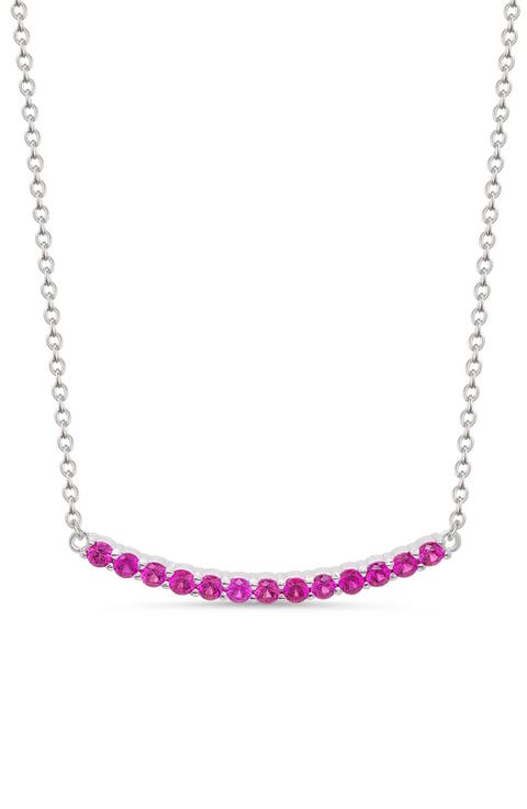 Kids' Cubic Zirconia Bar Pendant Necklace