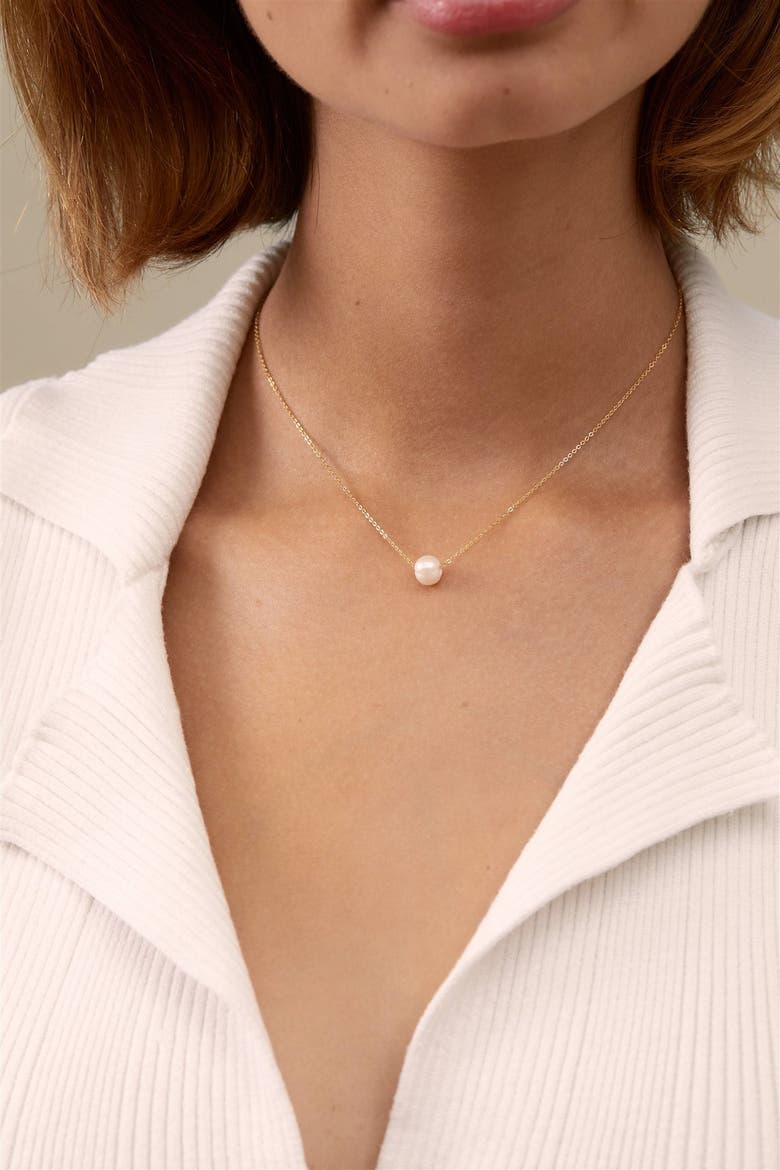 Charlize Pearl Necklace, Alternate, color, Gold / White