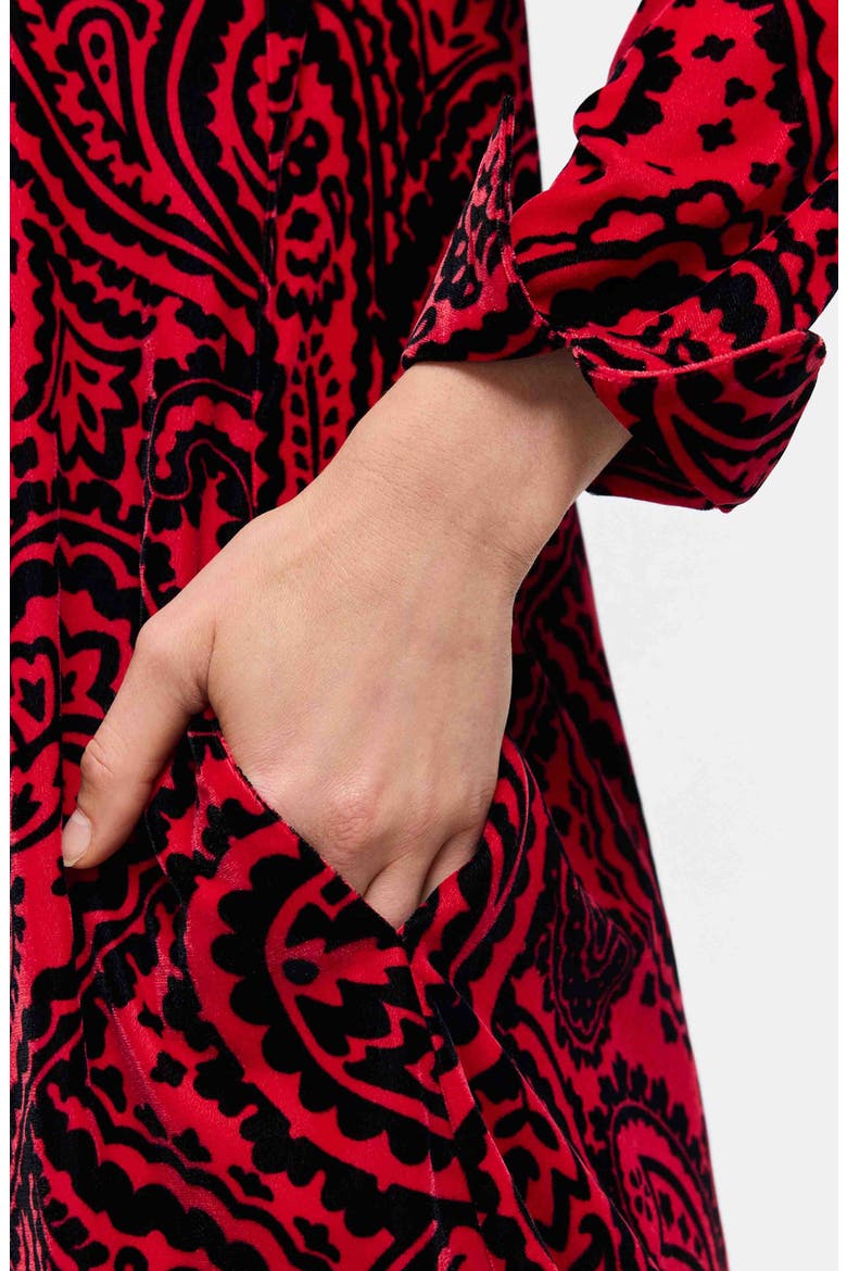 Tammy Velvet Paisley Collared Long Sleeve Dress, Alternate, color, RED/ BLACK