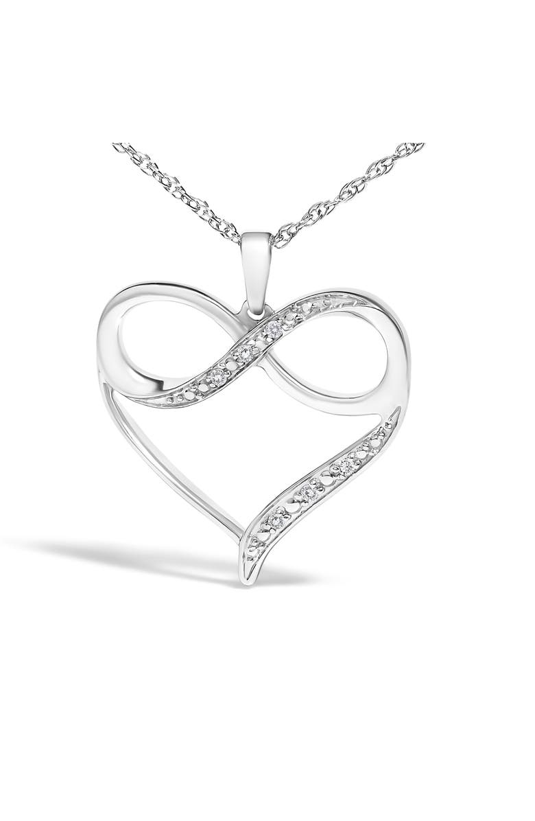 Haus of Brilliance Silver Diamond Accent null Heart Love Pendant Necklace, Alternate, color, White