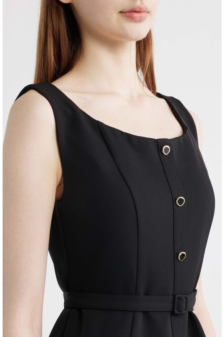 Belted Fit & Flare Dress, Alternate, color, BLACK