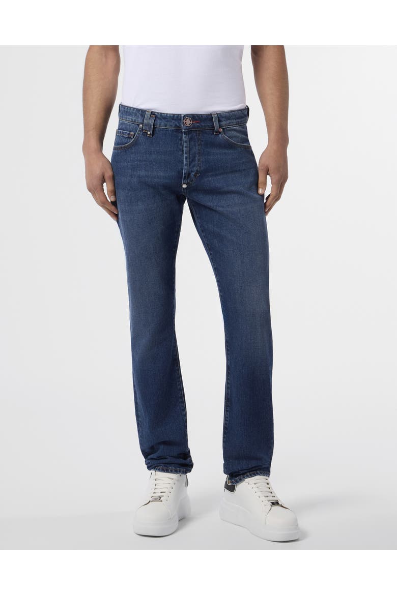 Basic Straight Cut Jeans Men, Main, color, arizonablue