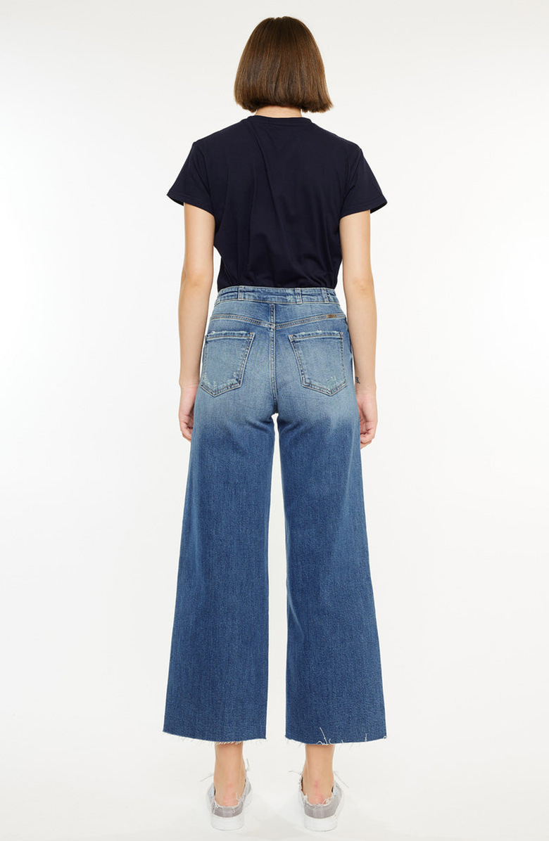 KanCan Shelly High Rise Cropped Wide Leg Jeans, Alternate, color, Medium Wash