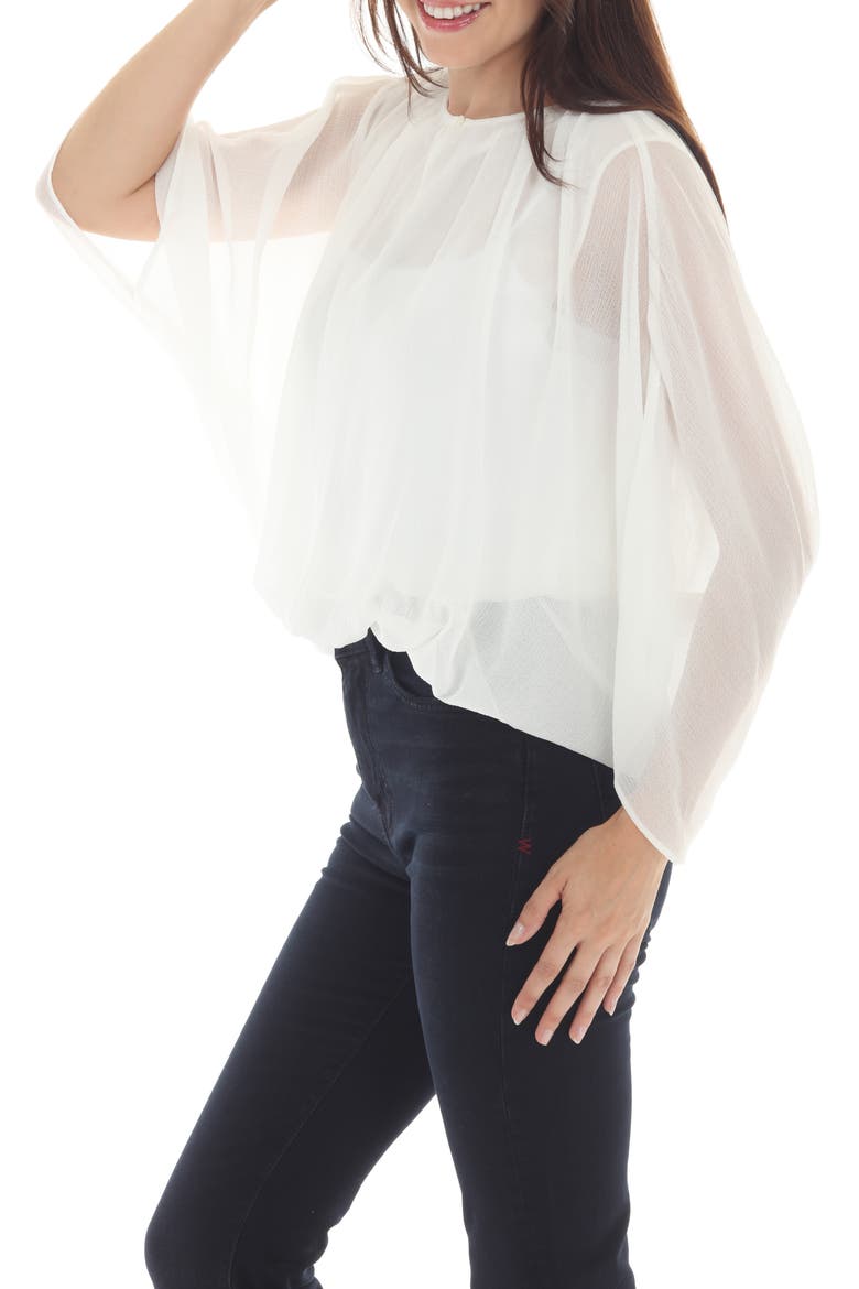 Sheer Flowy Top, Alternate, color, WHITE