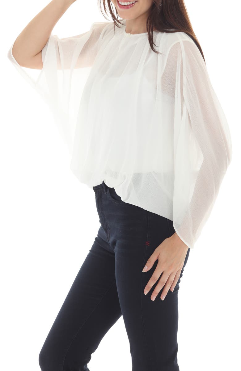 RAIN AND ROSE Sheer Flowy Top, Alternate, color, White