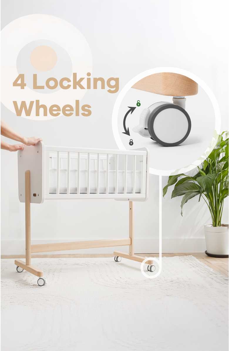 Comfy Cubs Wooden Bedside Bassinet Sleeper, Alternate, color, Light Wood