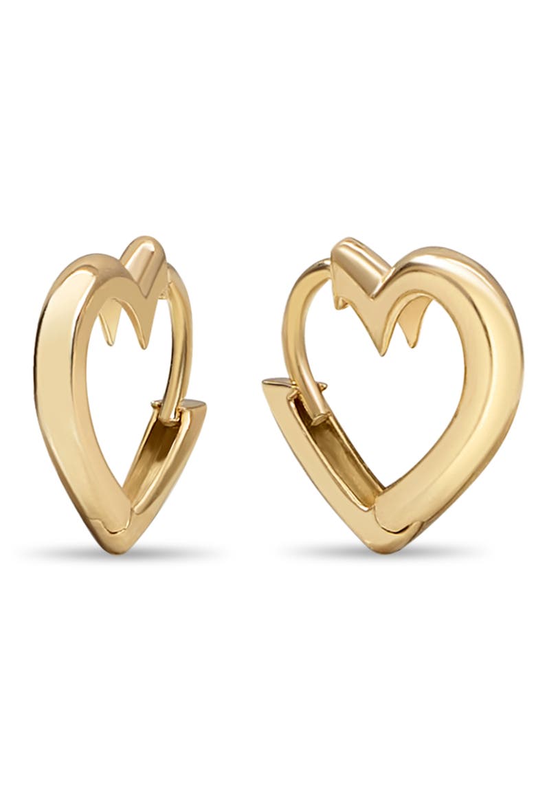 Heart Hoop Earrings in 14K Gold, Main, color, Yellow Gold