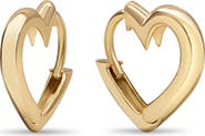DEVATA Heart Hoop Earrings in 14K Gold