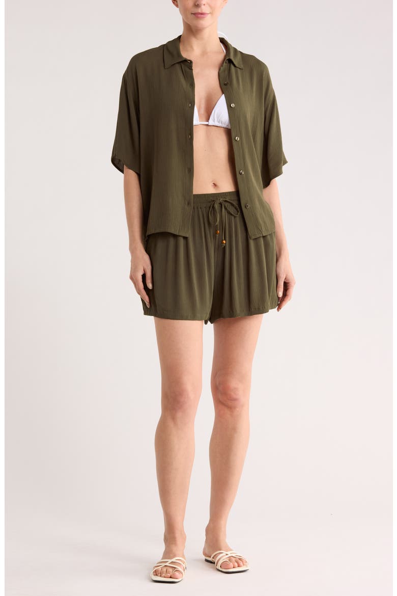 Easy Gauze Cover-Up Shorts, Main, color, OLIVE SARMA