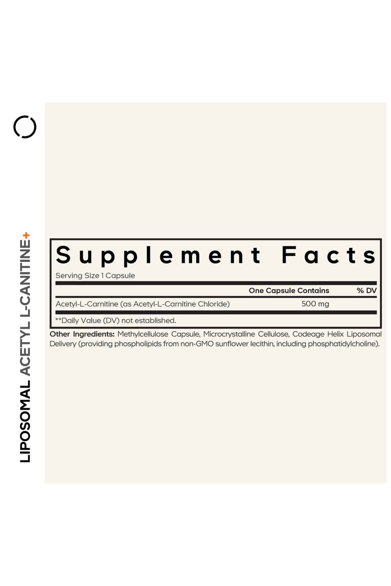 Liposomal Acetyl-L-Carnitine 500mg Supplement, Alternate, color, White