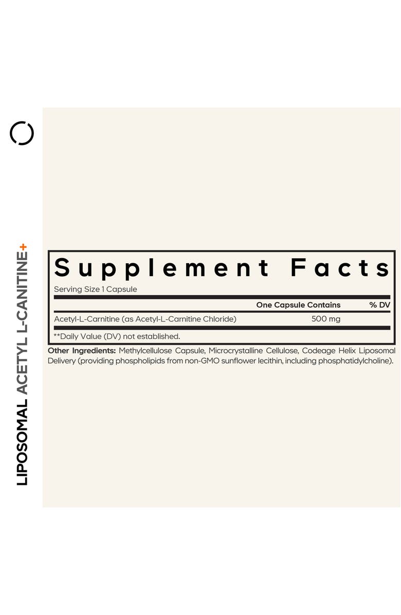 Codeage Liposomal Acetyl-L-Carnitine 500mg Supplement, Alternate, color, White