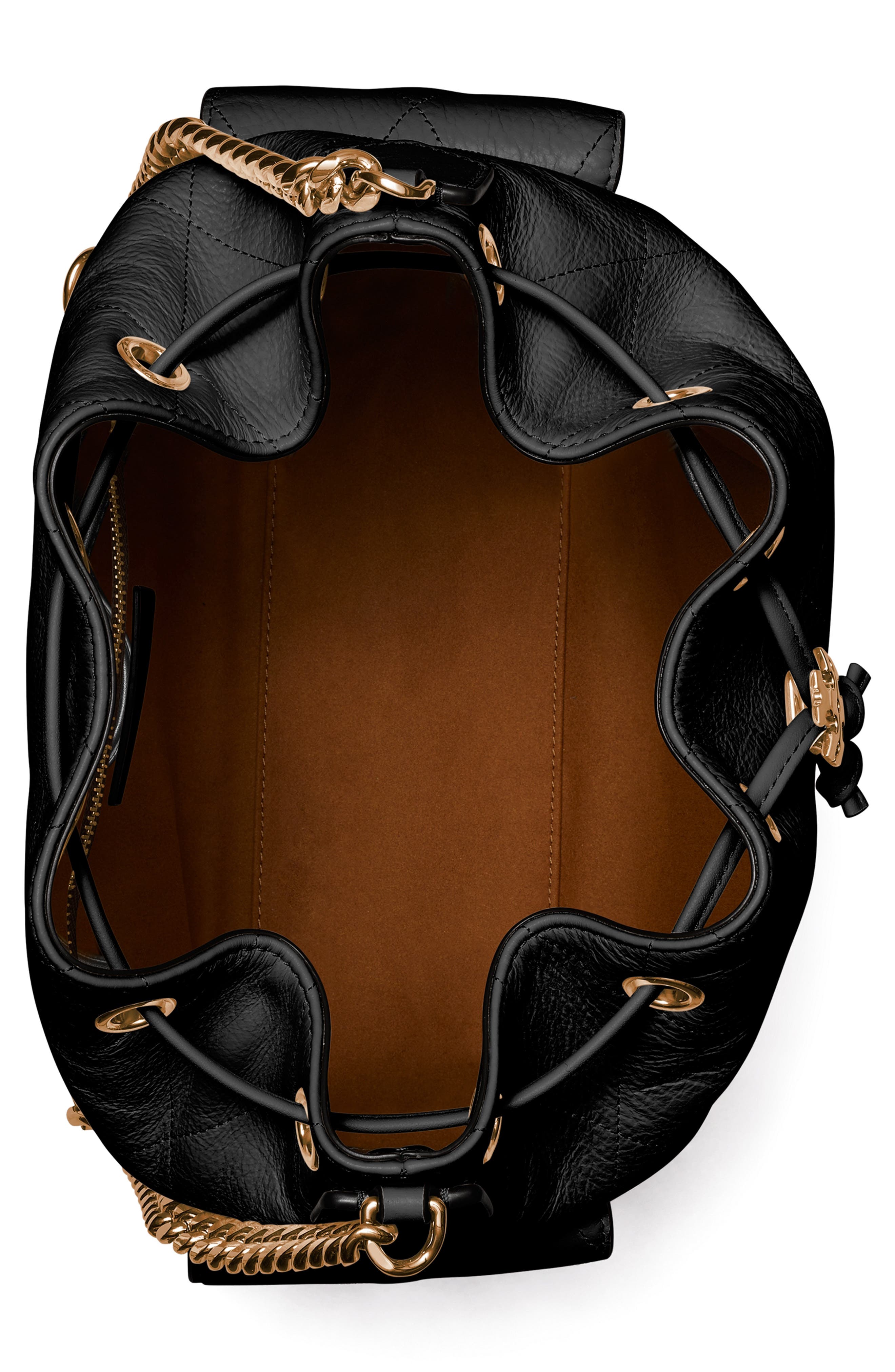 Tory Burch Charlie Quilted Leather Drawstring Shoulder Bag, Alternate, color, 