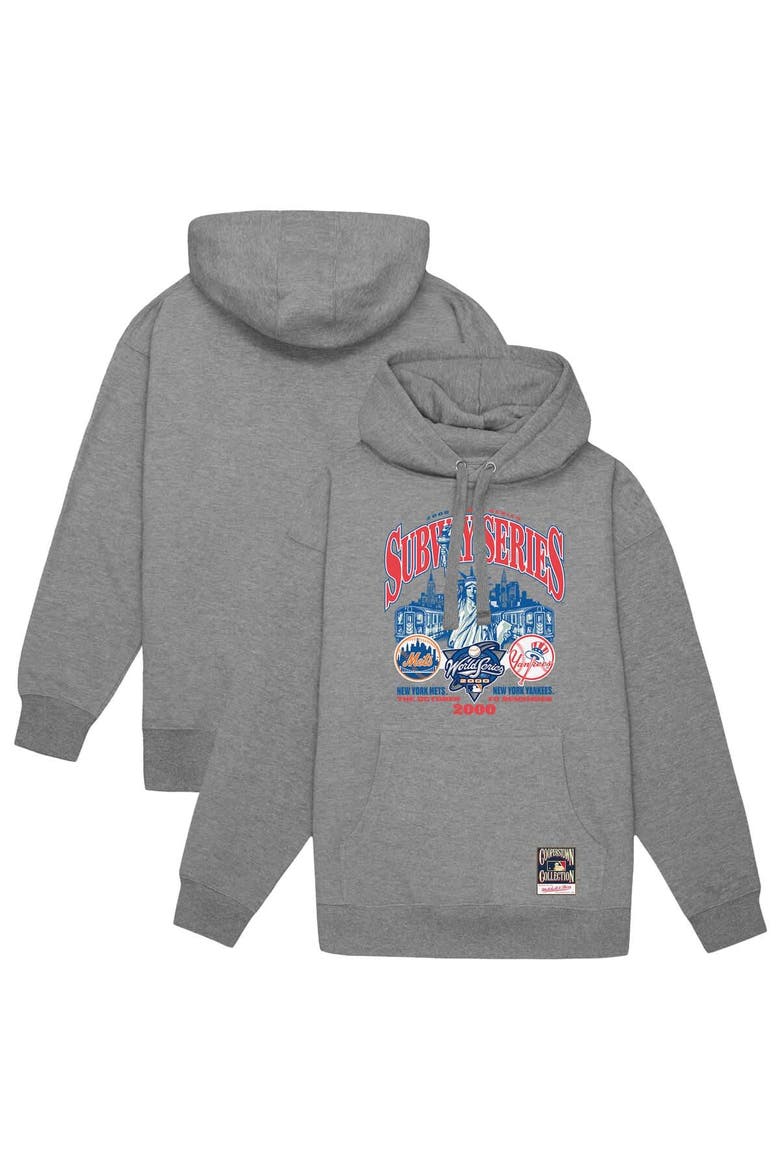 Men's Mitchell & Ness Heather Gray New York Yankees vs. New York Mets 2000 World Series Pullover Hoodie, Main, color, Heather Gray
