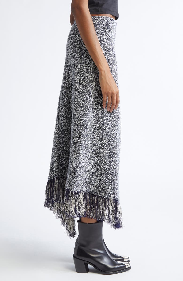 Rabanne Fringe Trim Bouclé Knit Skirt, Alternate, color, Navy/ White