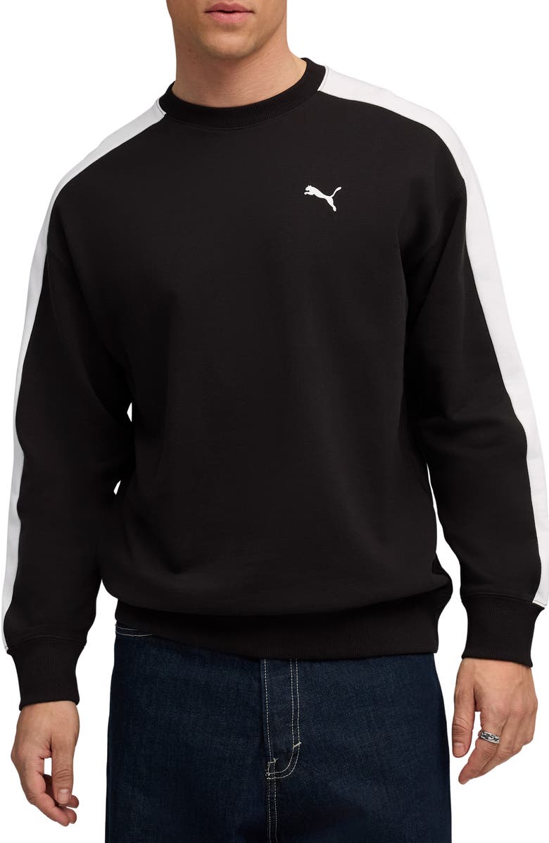 PUMA T7 Relaxed Crewneck Sweatshirt, Main, color, Puma Black