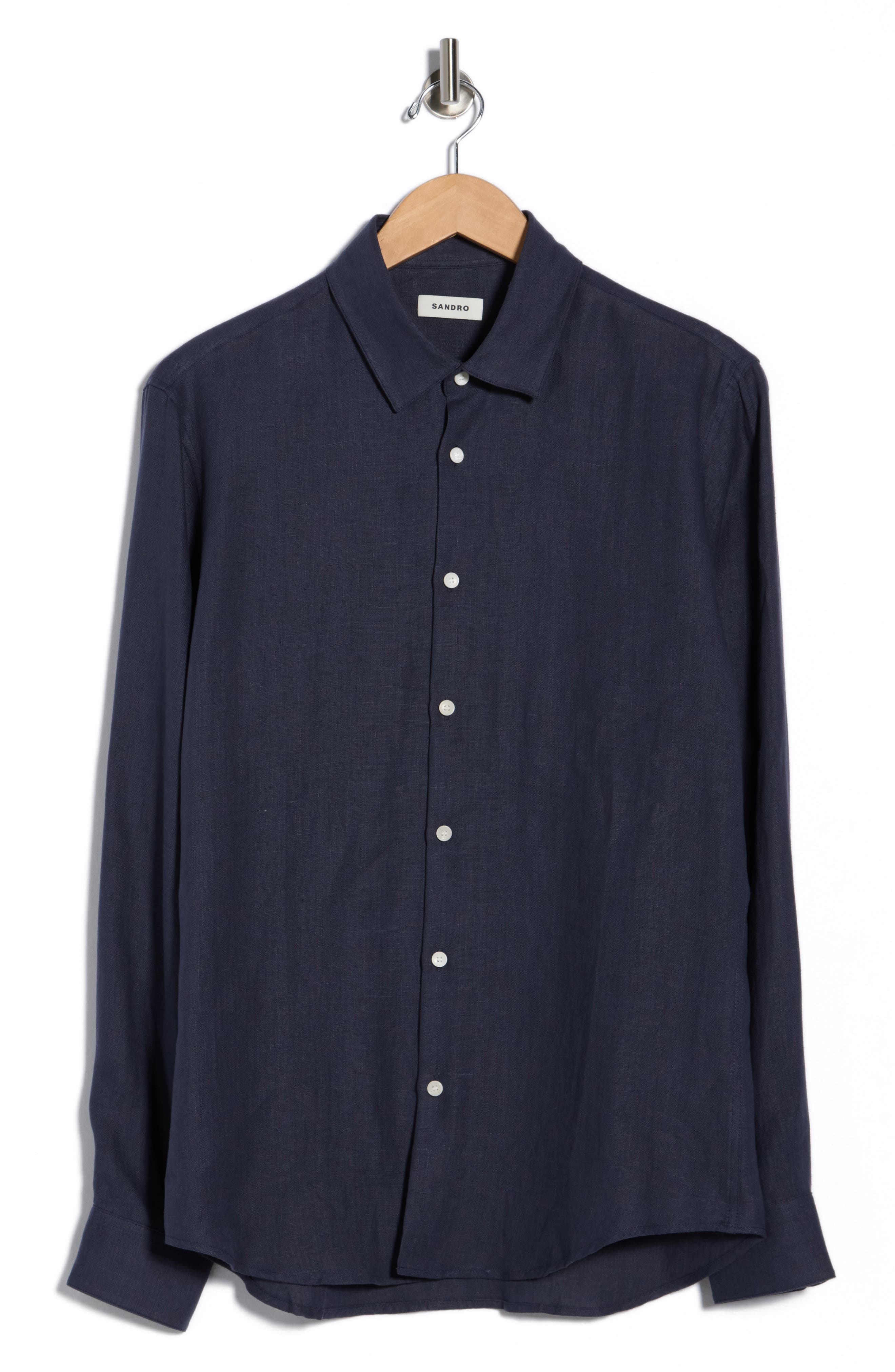 SANDRO Hemp Button-Up Shirt