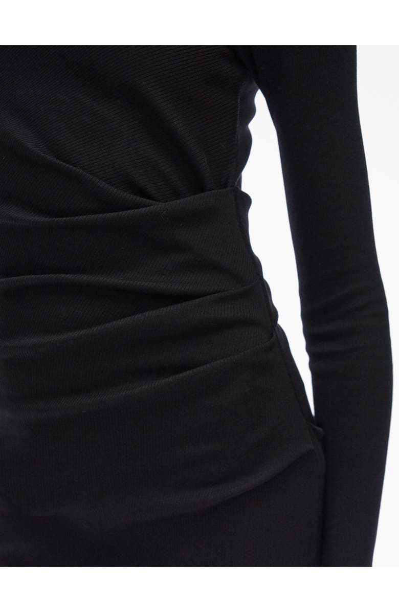 Helmut Lang Asymmetric Neck Long Sleeve Rib Dress, Alternate, color,