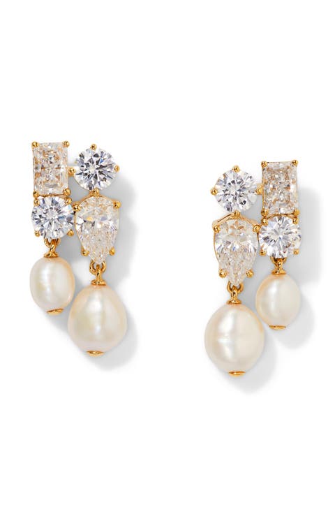 London Cluster Freshwater Pearl Drop Earrings