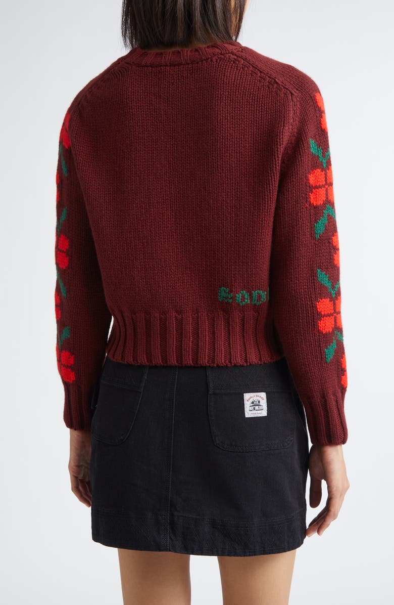 Bode Skunk Royal Alpaca Sweater, Alternate, color, Maroon