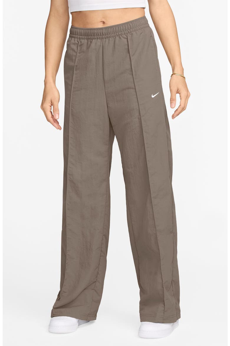 Sportswear Everything Wovens Mid-Rise Open-Hem Pants, Main, color, MINK BROWN/ WHITE