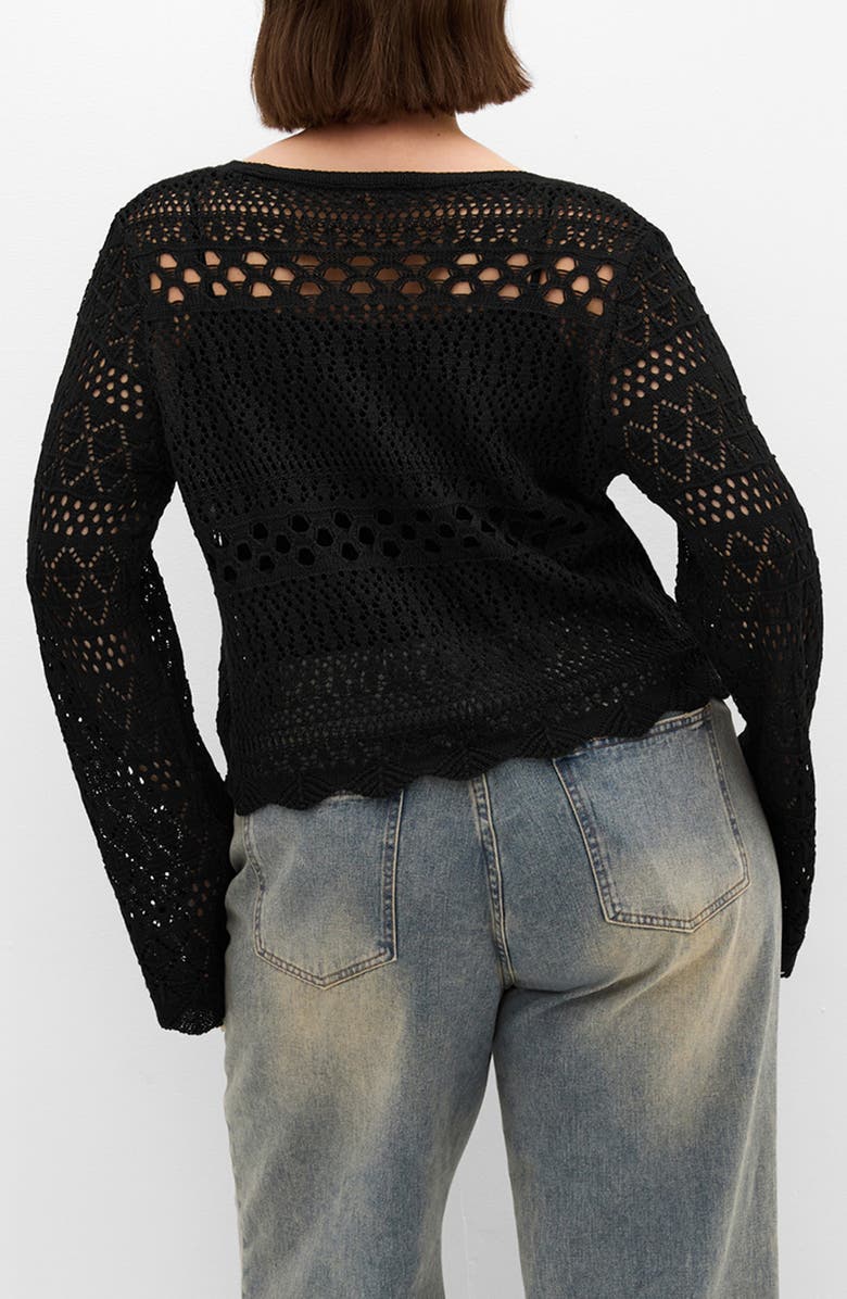 City Chic Love Open Stitch Cardigan, Alternate, color, Black