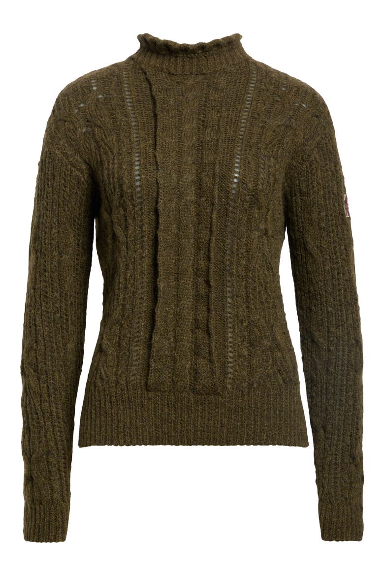 Alpaca & Wool Blend Cable Crewneck Sweater, Main, color, GREEN MOSS