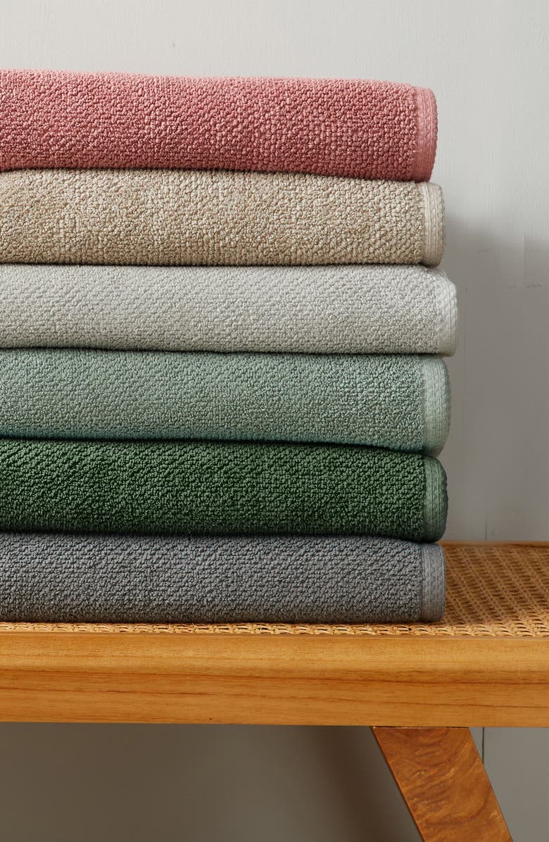 Woven & Weft Cotton 6-Piece Textured Towel Set, Alternate, color, Forest Green