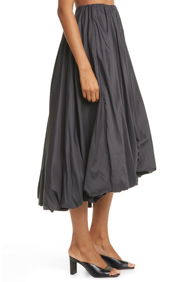 Mariposa Bubble Hem Midi Skirt, Alternate, color, BLACK