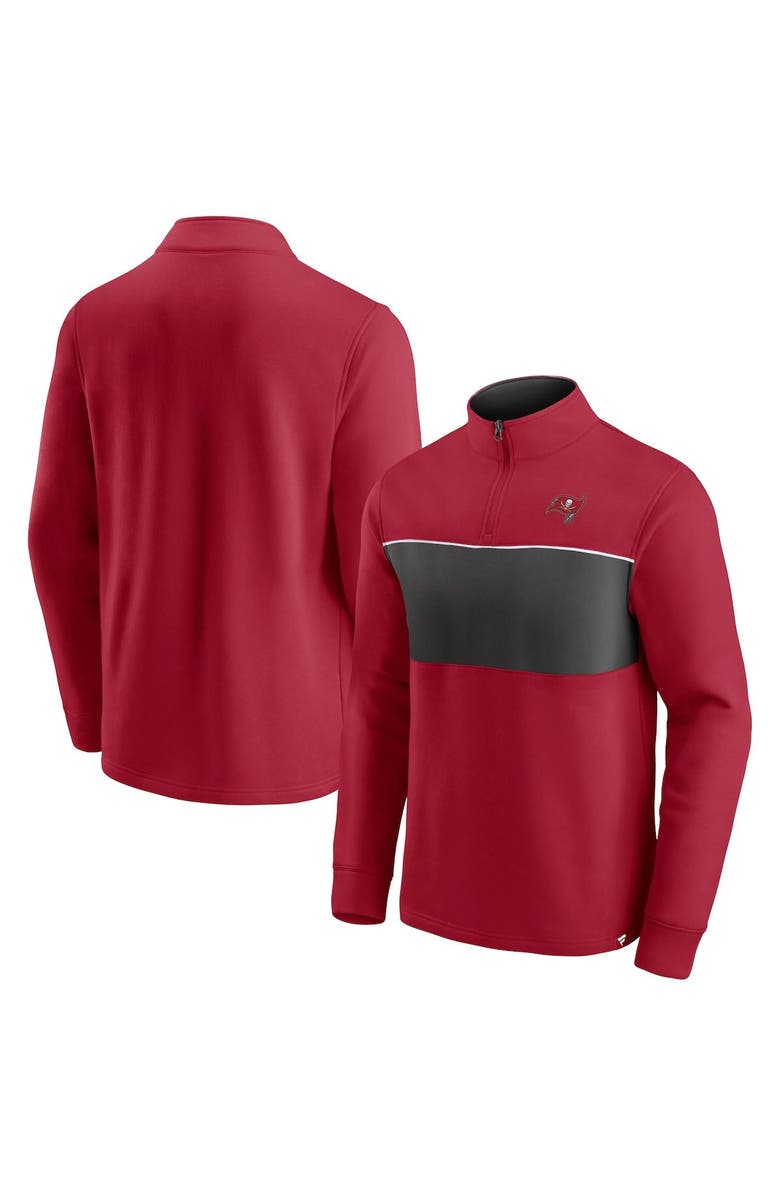 FANATICS Men's Fanatics Branded Red/Pewter Tampa Bay Buccaneers Block Party Quarter-Zip Jacket, Main, color,