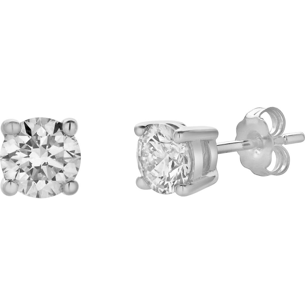 Luvmyjewelry Silla 14k Gold Lab Grown Round Solitaire Diamond Earrings In 14k White Gold