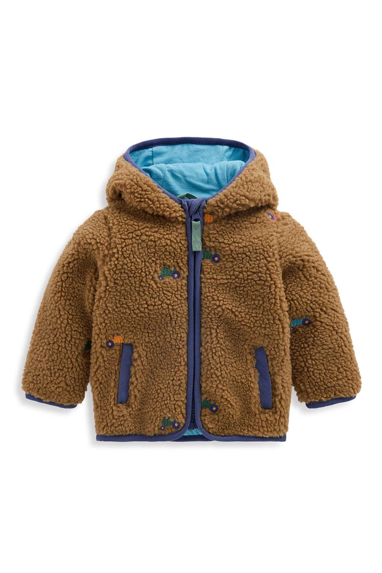Kids' Embroidered Borg Jacket, Main, color, BROWN TRACTORS