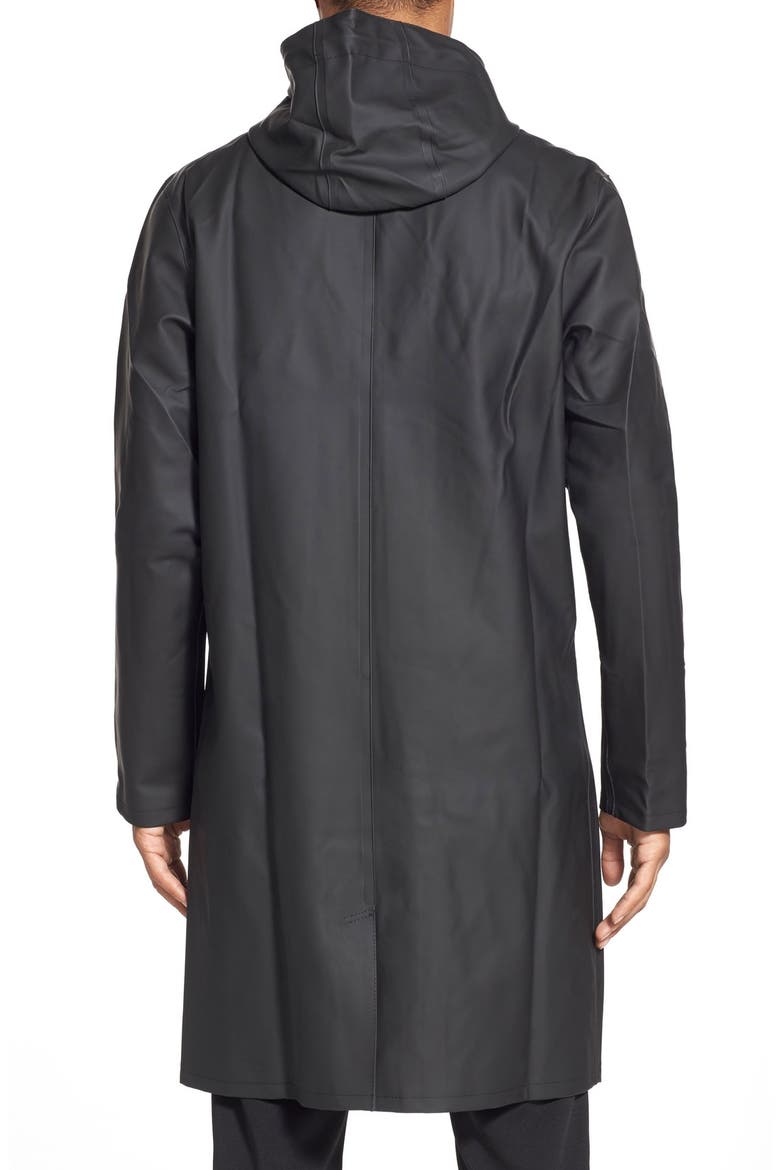 Stockholm Hooded Long Raincoat, Alternate, color, BLACK