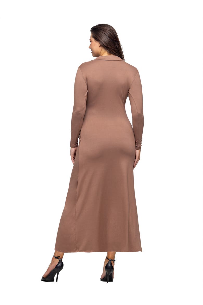 Comfortable Collared Wrap Maxi Dress, Alternate, color, Mocha
