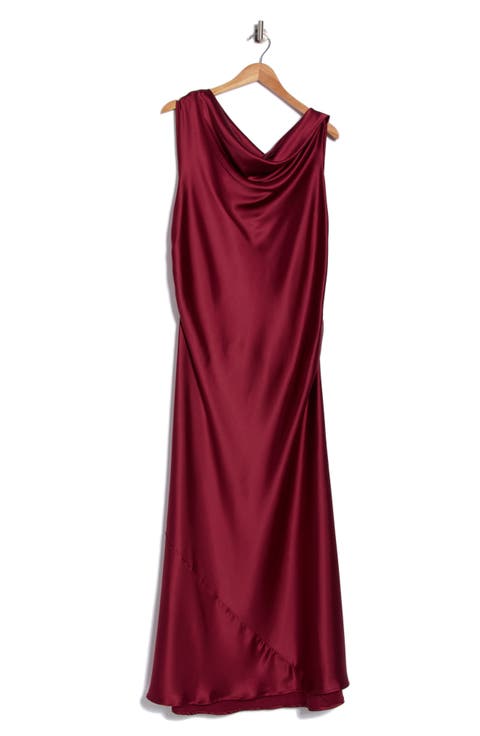 One-Shoulder Satin Maxi Dress (Plus)