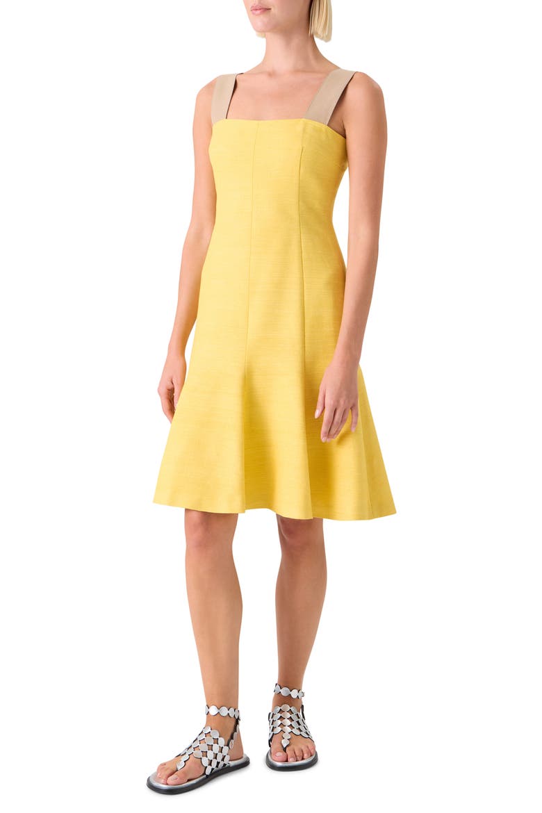 Silk & Cotton Shantung Sundress, Alternate, color, LEMON ZING