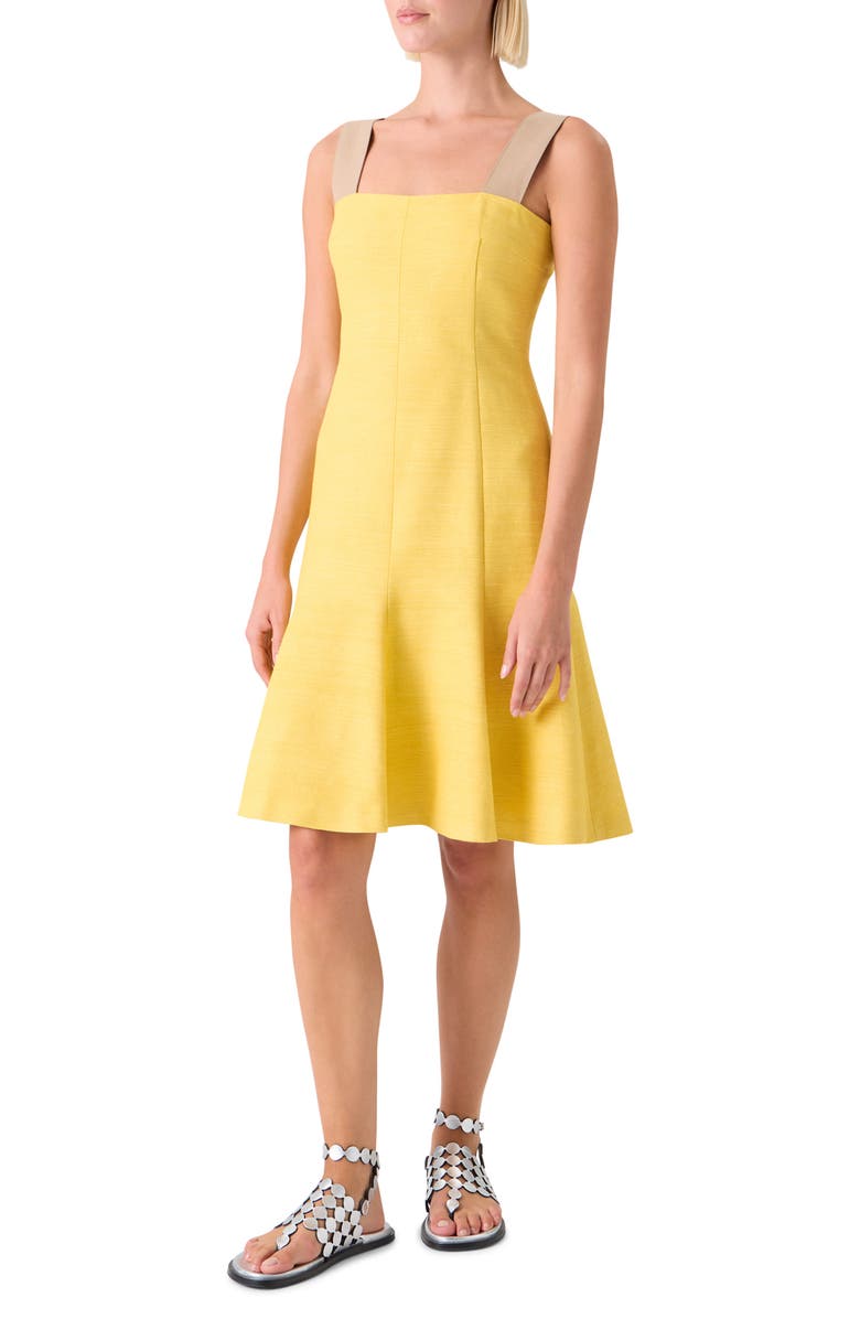 Akris punto Silk & Cotton Shantung Sundress, Alternate, color, Lemon Zing