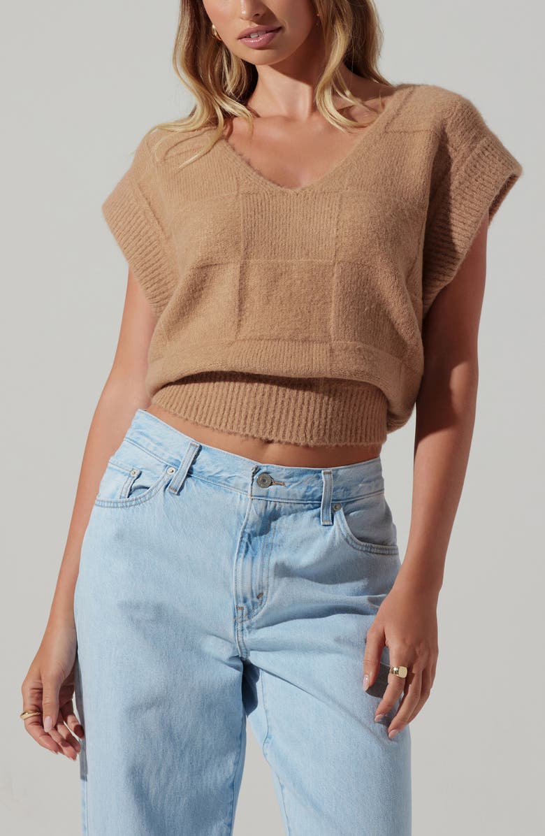 ASTR the Label Checker Sweater Vest, Alternate, color, 