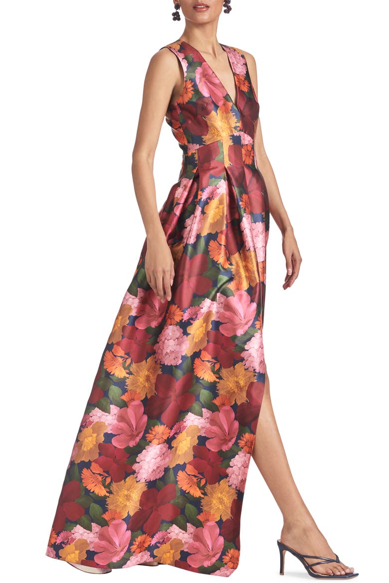 Brooke Floral Mikado Gown, Alternate, color, BELLA BOUQUET