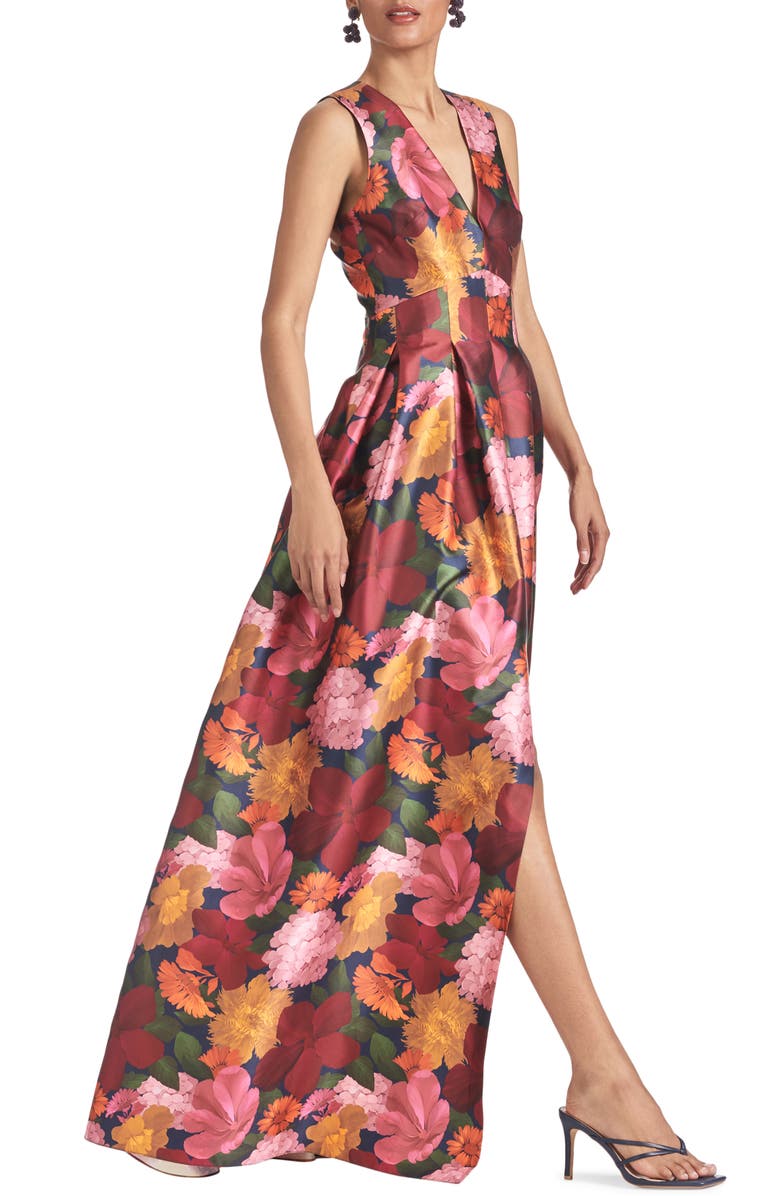 Sachin & Babi Brooke Floral Mikado Gown, Alternate, color,